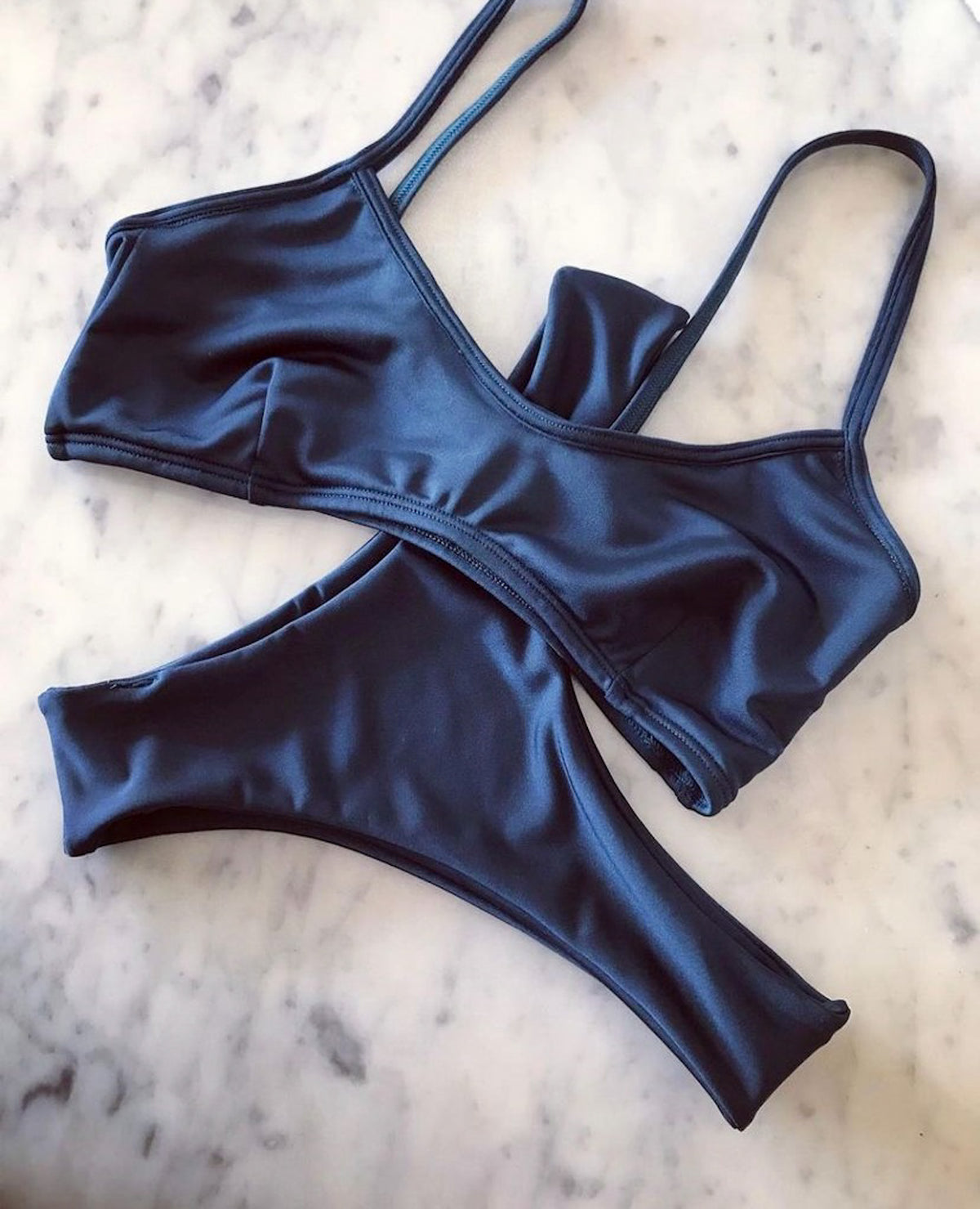 Bikini peto azul + calzón sin costuras