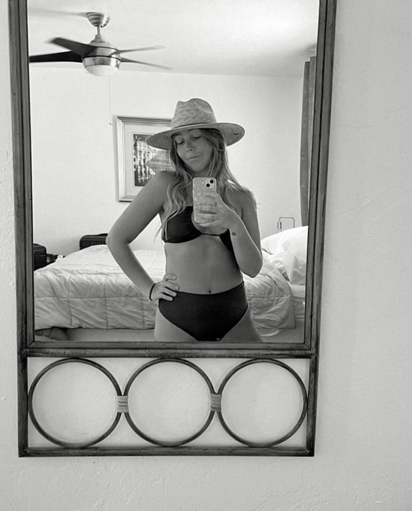 Bikini palm negro triángulo  + Calzón alto sin costuras