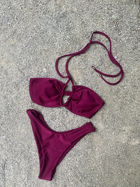 Bikini palm triángulo burdeo  + Calzón sin costuras