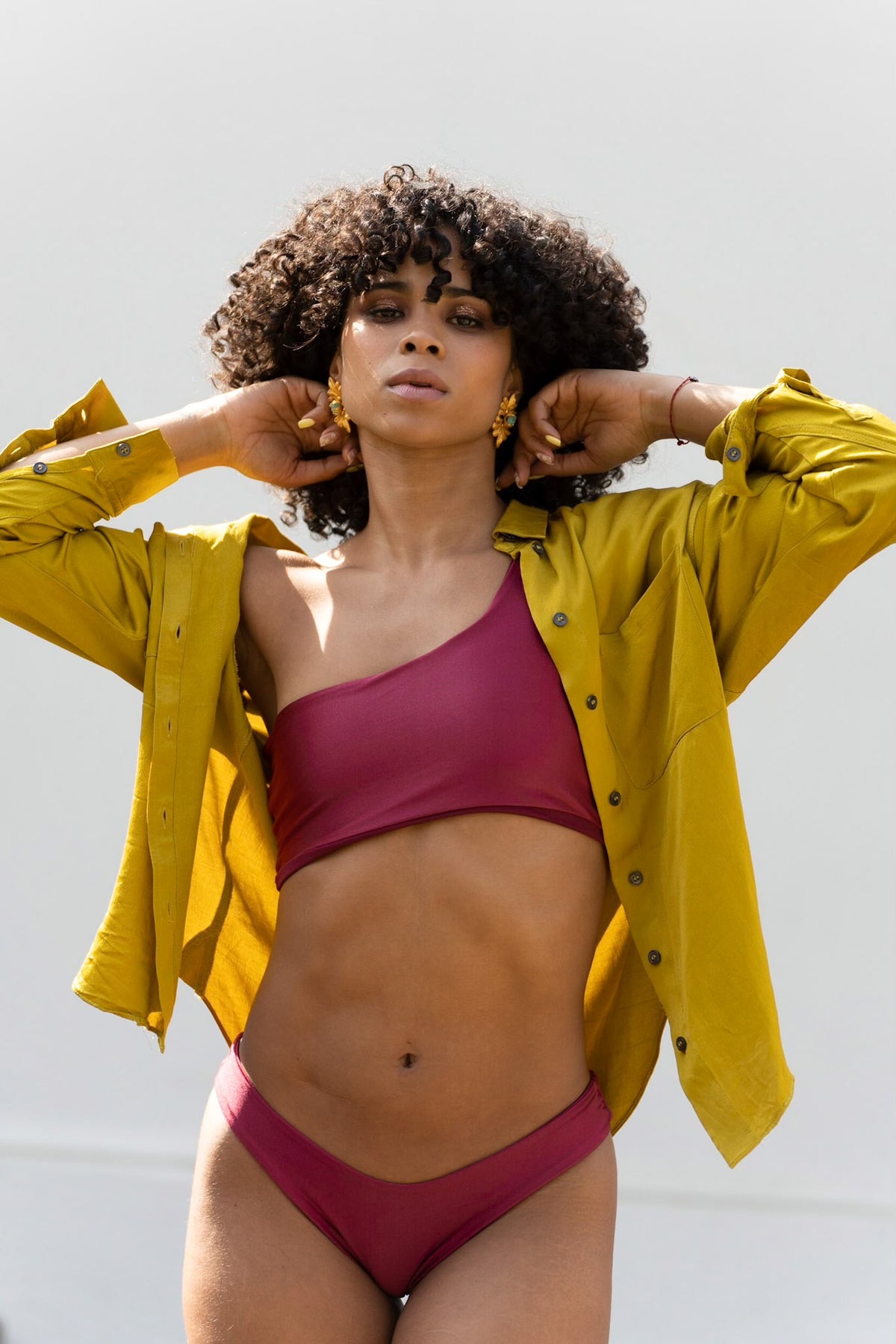 Bikini peto un hombro uva y calzón sin costuras